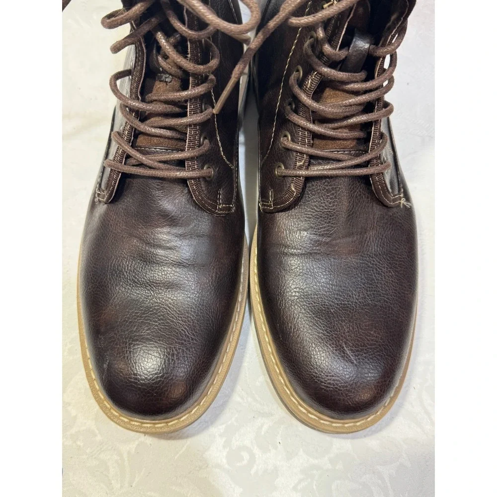 Madden M-Nova Men‎ 9.5M Brown Leather Lace Up Combat Boots Casual Work